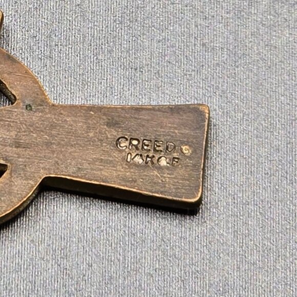 VTG Creed 14k Gold Filled Celtic Cross Pendant Necklace 18" Religious Jewelry - Picture 6 of 15